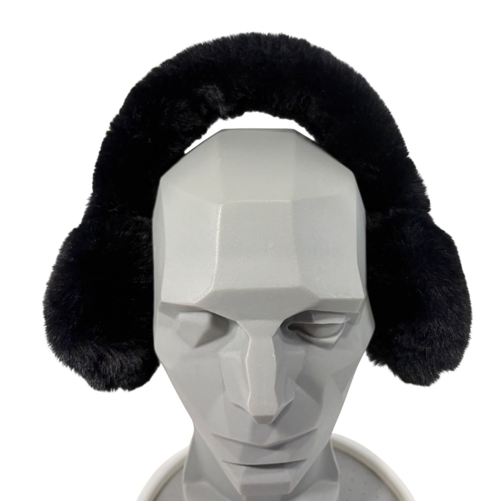 Aspen Womens Faux Fur Earmuffs Black Plush Winter Ear Warmers Accessory